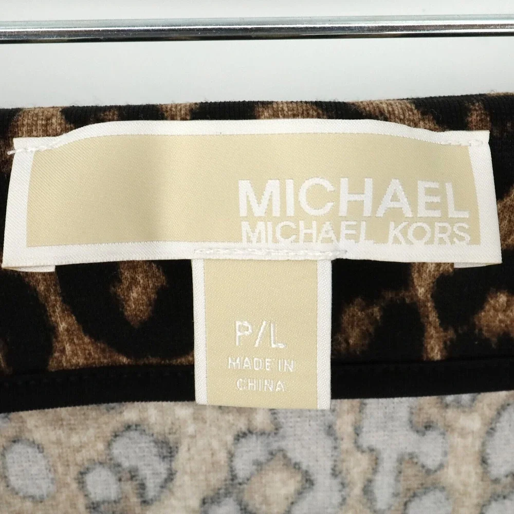 Michael Kors Skirt Petites PL LP Animal Print Faux Leather Hem Short Career